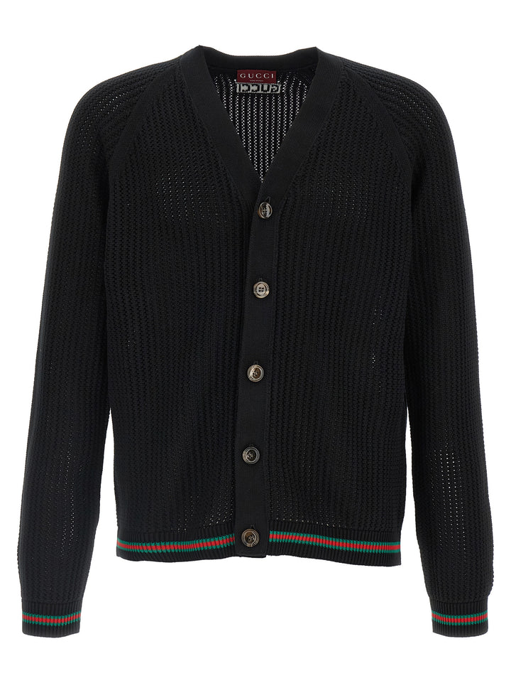 Gucci Web Ribbon Cardigan Sweaters and Cardigans - Black | 6549eab1e099af56662b0fc1b7c3df3eb871d1b3