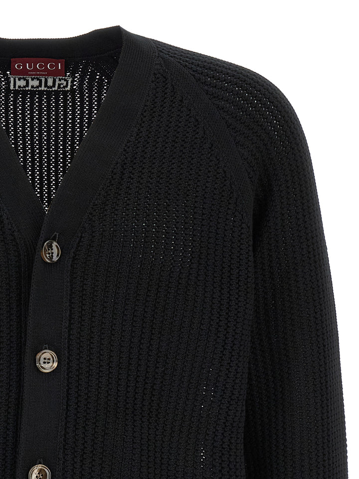 Gucci Web Ribbon Cardigan Sweaters and Cardigans - Black | deba177cbdb3b4e446293fc8b98c3a7e0bd3c19c