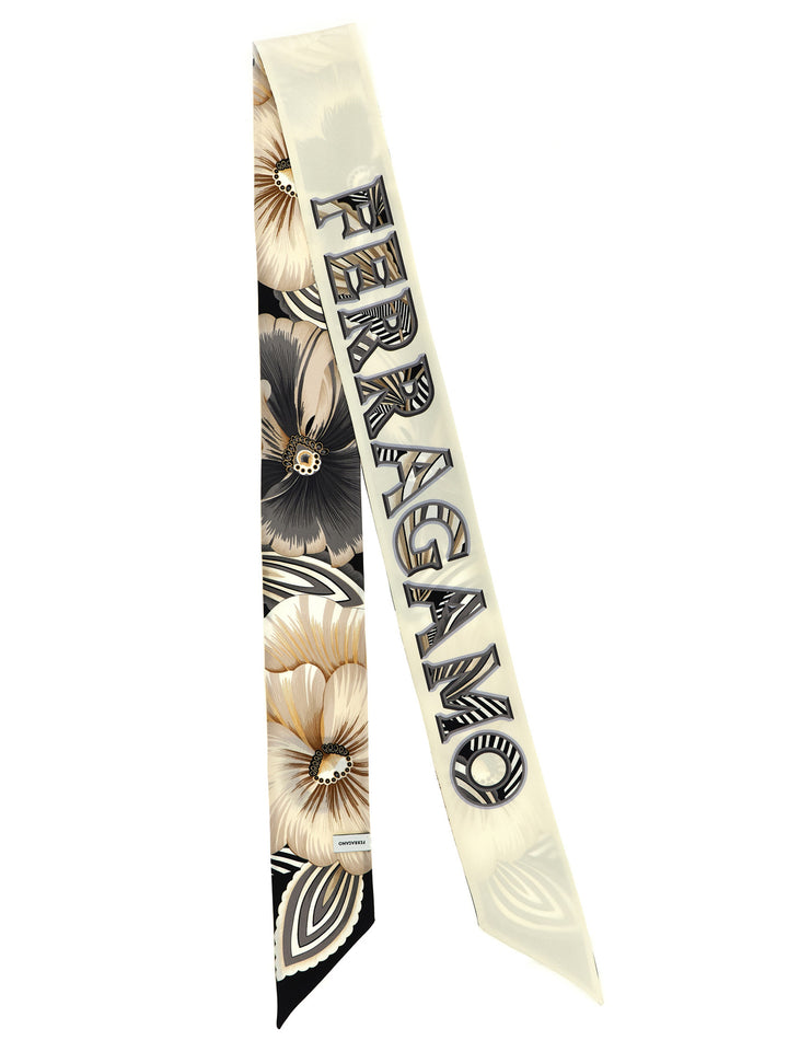 Ferragamo Brezza Scarves and Foulards - White/Black | 4c11e48f94413695919b01b418b85429aa64626b