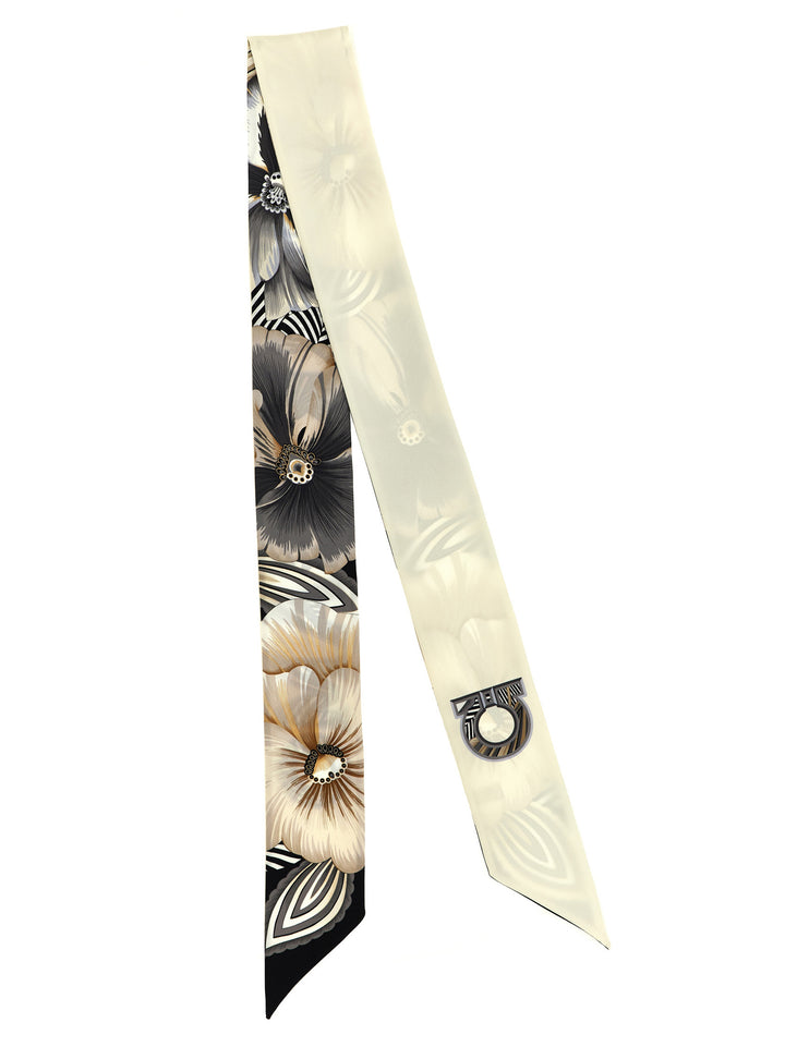 Ferragamo Brezza Scarves and Foulards - White/Black | 824a44ece5bd0ad55b935d9597cc518bd0bfce8c