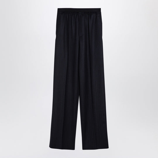 Black/Blue Striped Wool Trousers