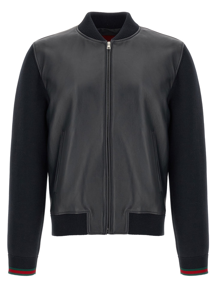 Gucci Bomber Jacket With Tassel And Sweater Puffer Jackets - Blue | 3b51e143f1b7b18d14e0d729fcdf370441a6992c