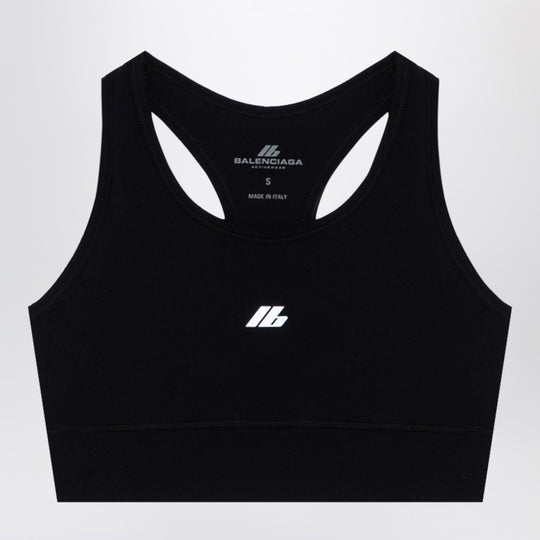 Black Activewear Sleeveless Top In Matt Nylon Blend
