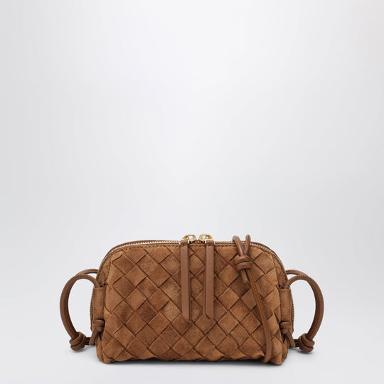 Intrecciato Concert Zip Leather Pouch In Amber