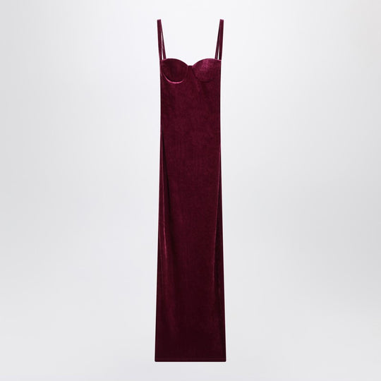 Long Plum-Colored Velvet Dress