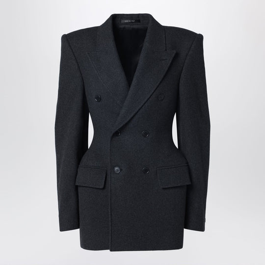 Grey Double-Breasted Cashmere Jacket