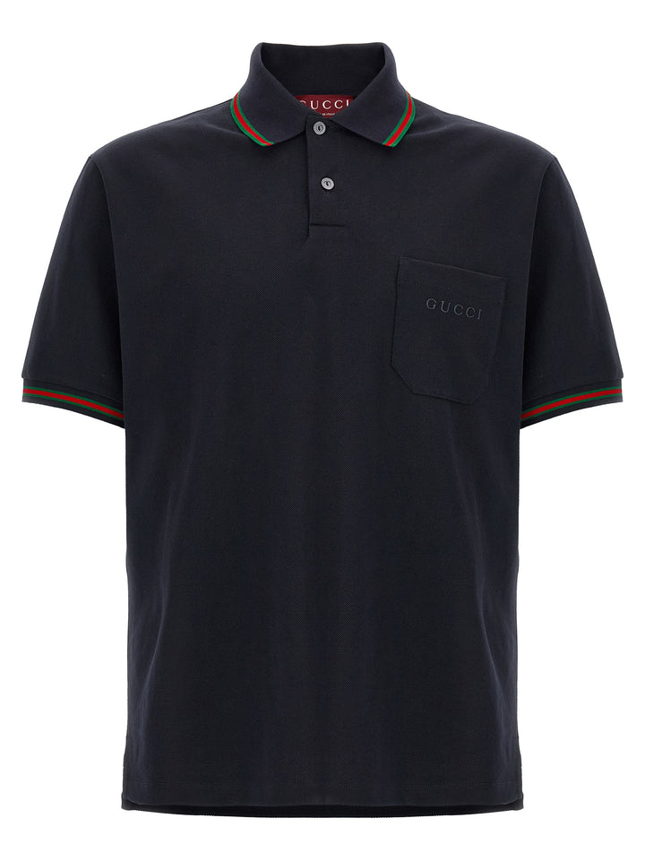 Gucci Nastro Web Polo - Blue | cd893f0d9a2db8d4b9424ddab54da21949e1e912