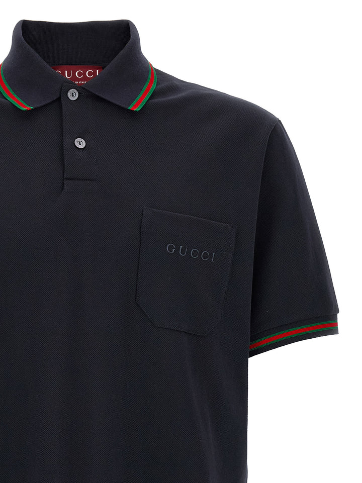 Gucci Nastro Web Polo - Blue | 8e7b64cbd991340d7123dfd6b3ba24b44cb3242f