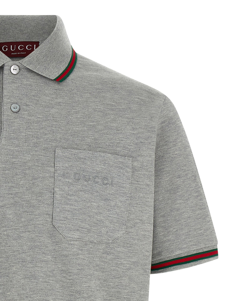 Gucci Nastro Web Polo - Gray | ce068521edd5298f246688d82a9e0d019139694f