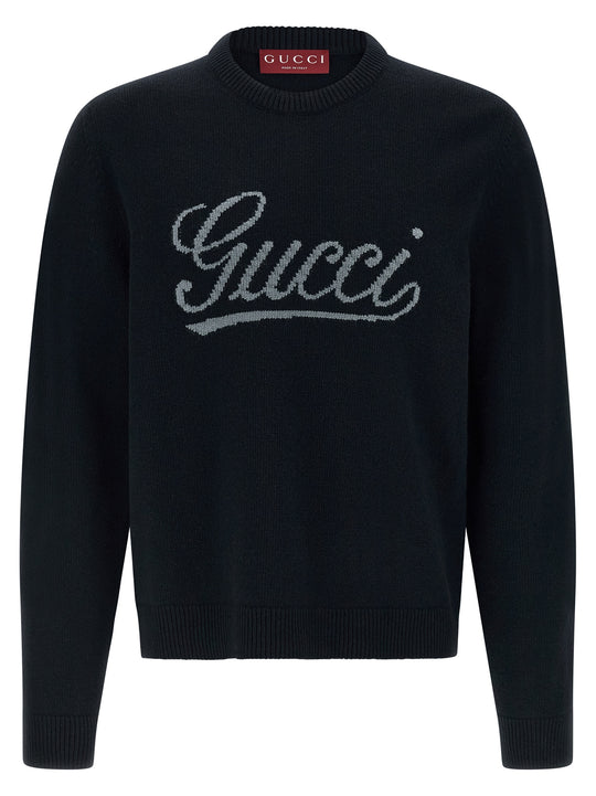 Gucci Logo Intarsia Sweater Sweaters And Cardigans Blue