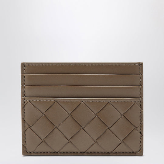 Beige Pinecone Cardholder In Intrecciato Leather