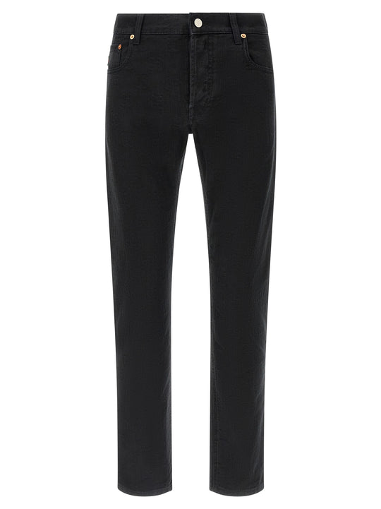 Gg Jacquard Denim Jeans Black