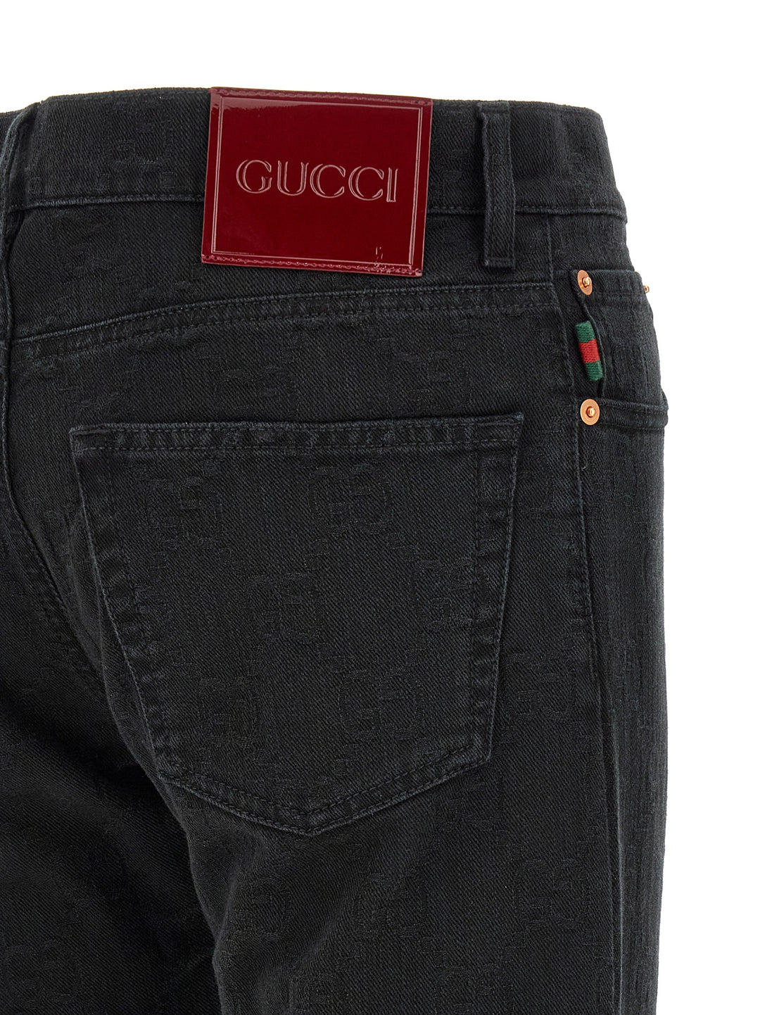 Gucci Gg Jacquard Denim Jeans - Black | aae06c8f2b8c247ea15522c8dcd3d63e9132d85d