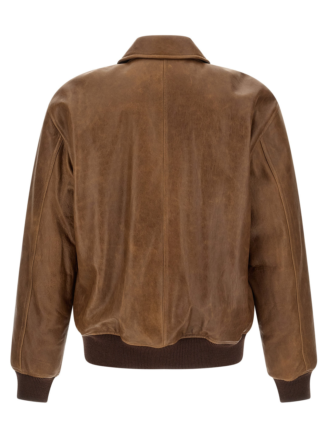 Saint Laurent Vintage Leather Bomber Jacket Puffer Jackets - Brown | 4cde53eb44ee0d87a3fe4b5117e56cb3b95d0265