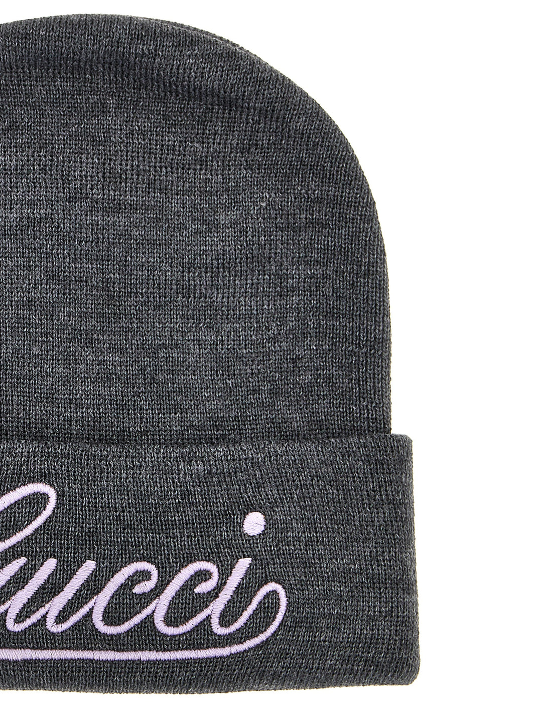 Gucci Logo Embroidery Beanie Hats - Gray | 31b8f3d6a54f526ea4f161401002c3ba6088f61c