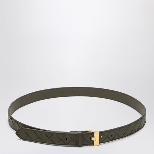 Cipresso-Colored Watch Belt In Intrecciato