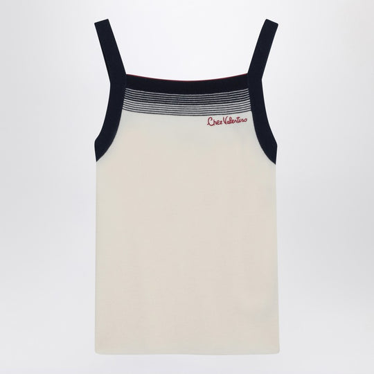 Top With Chez Valentino Embroidery In Wool