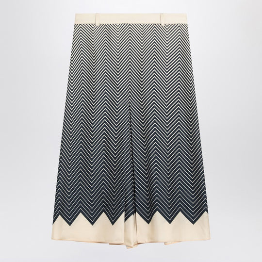 Blue/Ivory Silk Skirt