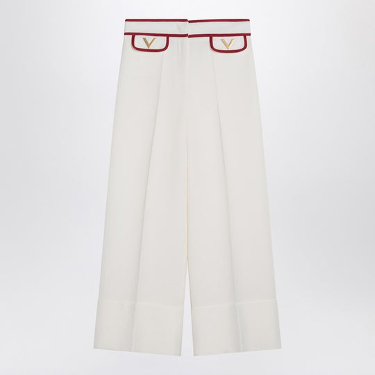 Ivory Trousers With Gold V