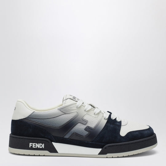 Fendi Match Sneaker In White Leather And Blue Suede