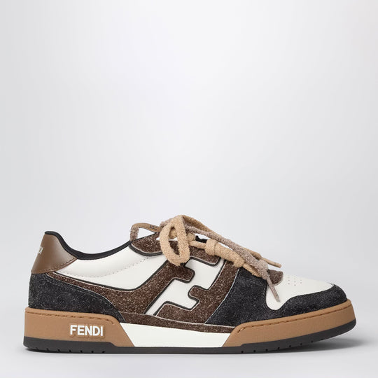 Match Trainers In White Leather And Brown Suede Low-Tops