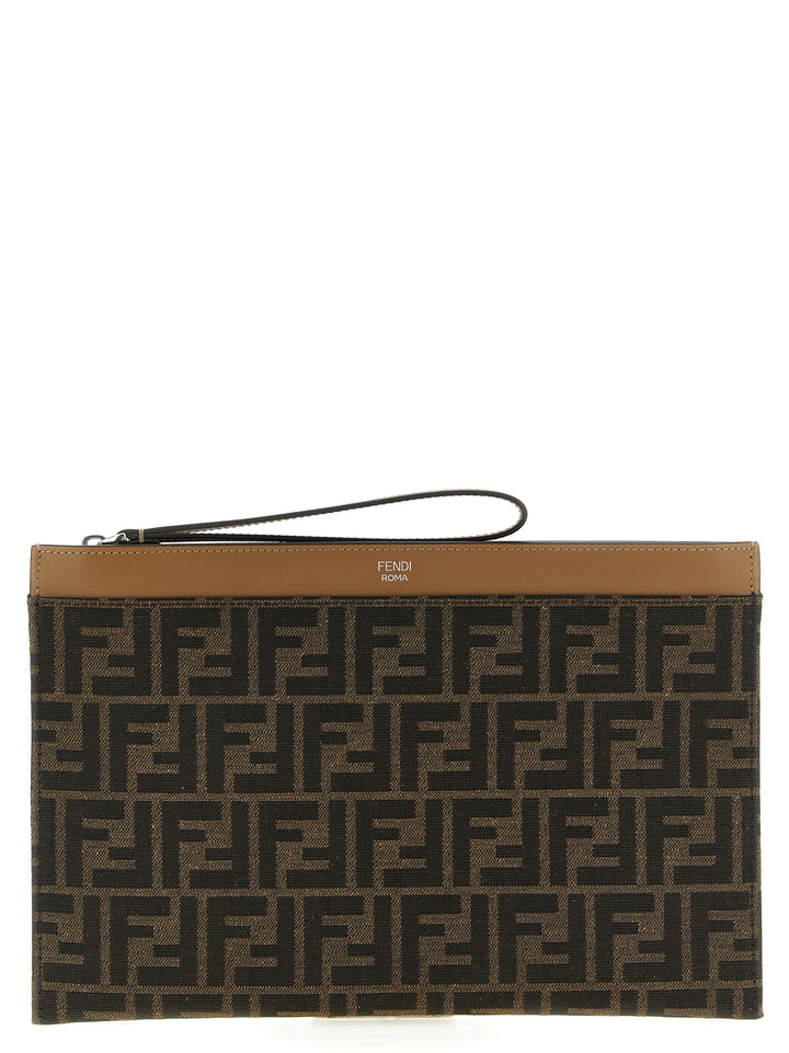 Fendi Ff Jacquard Clutch - Brown | 5ca20c02bf6d96c4ac4ad9a58ba3fdcf54be39b0