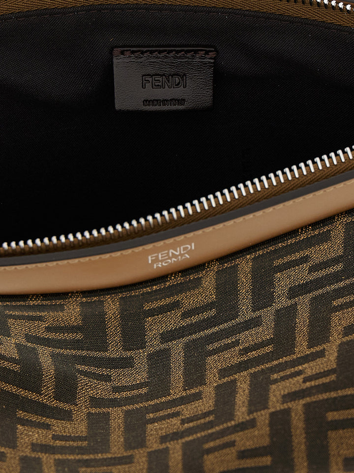 Fendi Ff Jacquard Clutch - Brown | aa608ecf548e5c15e4a3709b3ef63d5343caae02