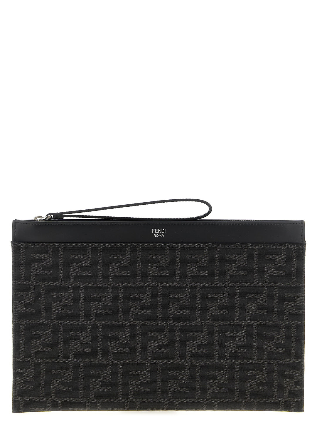 Fendi Ff Jacquard Clutch - Black | cf601579a7dedb81bdd69c256f287405c85f2d41