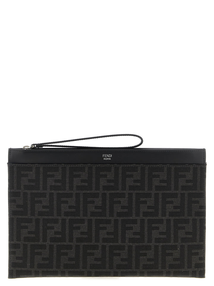 Fendi Ff Jacquard Clutch - Black | cf601579a7dedb81bdd69c256f287405c85f2d41