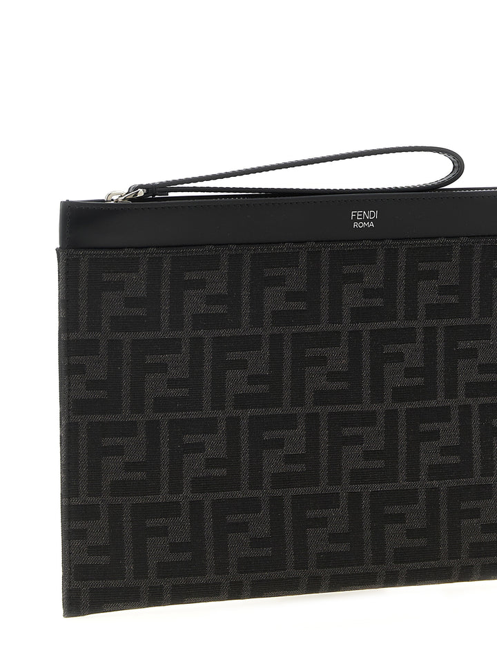 Fendi Ff Jacquard Clutch - Black | 12631ba7c0b446526bcde6b24e52cc1243f461a6
