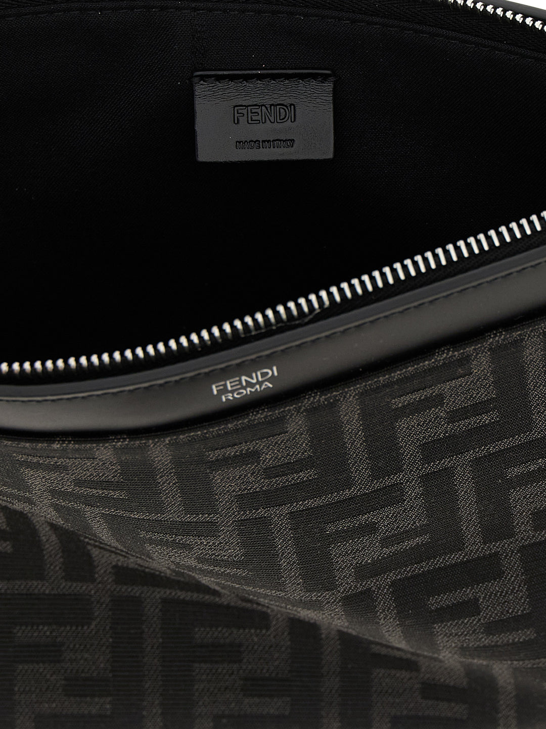 Fendi Ff Jacquard Clutch - Black | 92f2fa4eed502452f05683512a1428a9662794cd