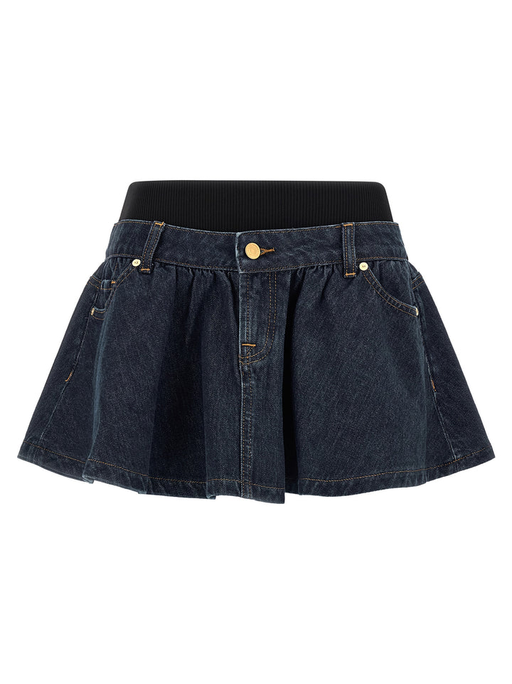 7 For All Mankind Banded Mini Skirts - Blue | 5e984535eb629fe2cab226bfec8f927df0aa1ff7
