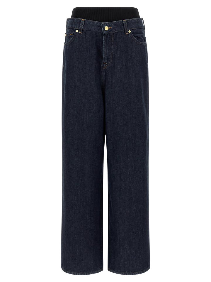 7 For All Mankind Banded Slouchy Wide Jeans - Blue | 9b75d20fa2a972f0cfe209dfacb4b15bae59cc43