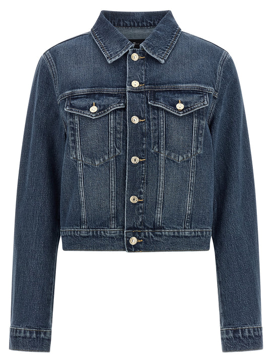 Darted Shrunken Puffer Jackets Blue