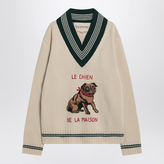 Butter-Coloured Sweater With Le Chien De La Maison Embroidery