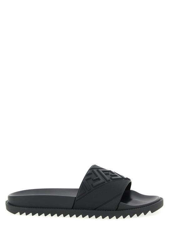 Logo Band Slides Sandals Black