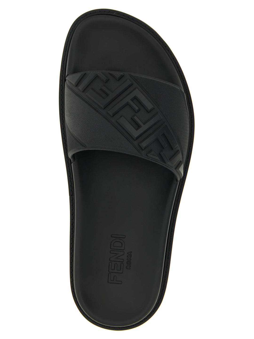 Fendi Logo Band Slides Sandals - Black | c10cd0e6f025dceb8fadf435027e0e8f5c9fae90