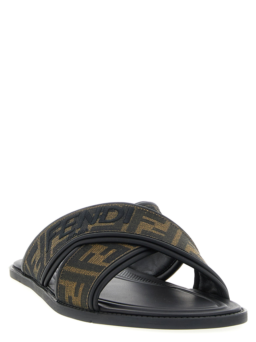 Fendi Logo Slides Sandals - Black | 766fa44ae081def2cb482ef7f03d14f0845e8258