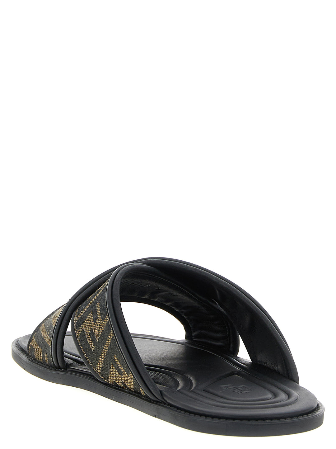 Fendi Logo Slides Sandals - Black | 65e086a6f4d0e129ed93a0ccedd46e6a4ef80f6e