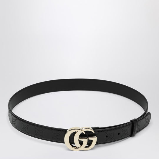Gg Milano Black Leather Belt