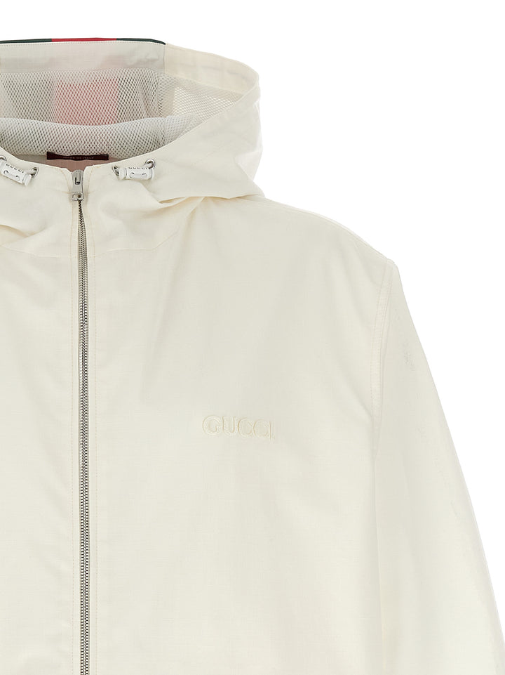 Gucci Nastro Web Water Repellent Jacket Puffer Jackets - White | eb14a92d4f0103e92b0404145a963b51a9900268