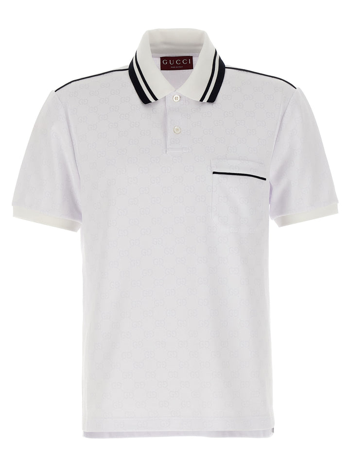 Gucci Gg Jacquard  Shirt Polo - White | 9a63fa9a3a44f36d466a1e808b37db4ca4611647