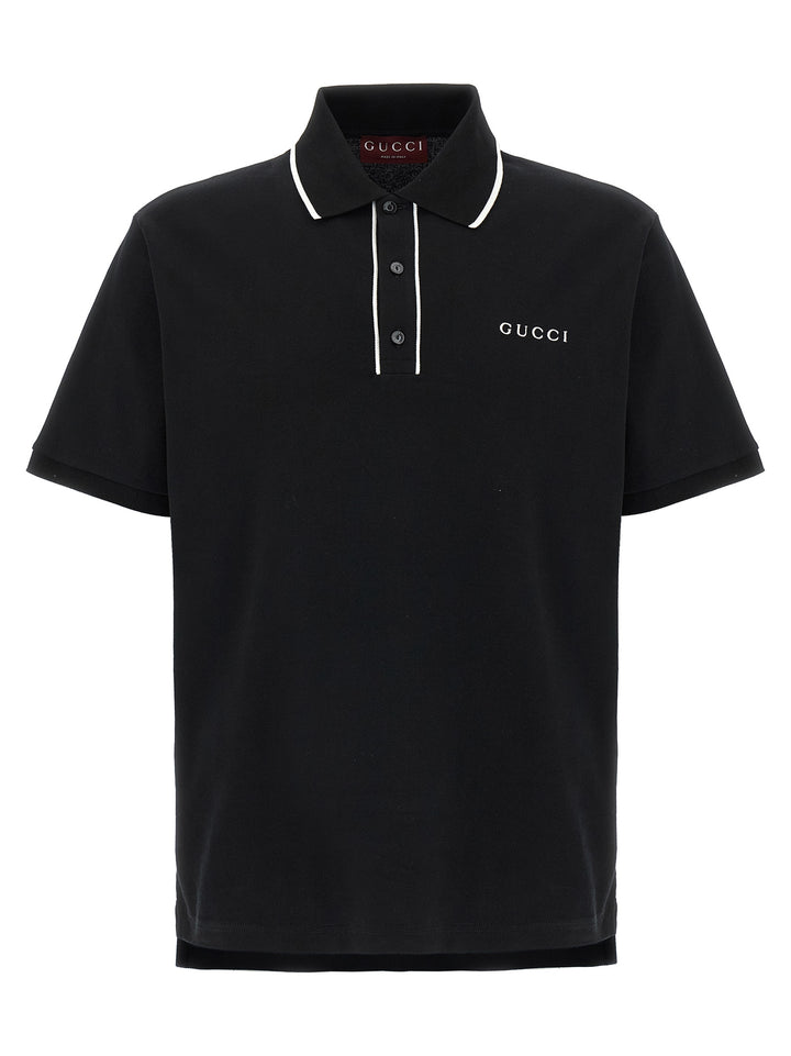 Gucci Logo Embroidery  Shirt Polo - White/Black | b645d3643bcb076b3ee2c9abf822834661926392