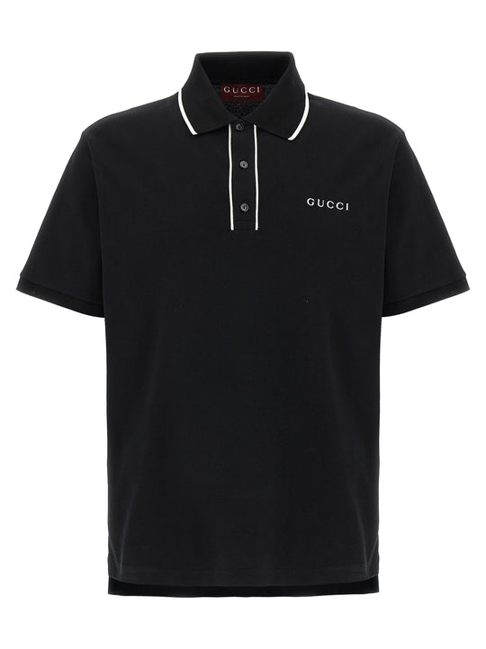 Logo Embroidery Shirt Polo White/Black