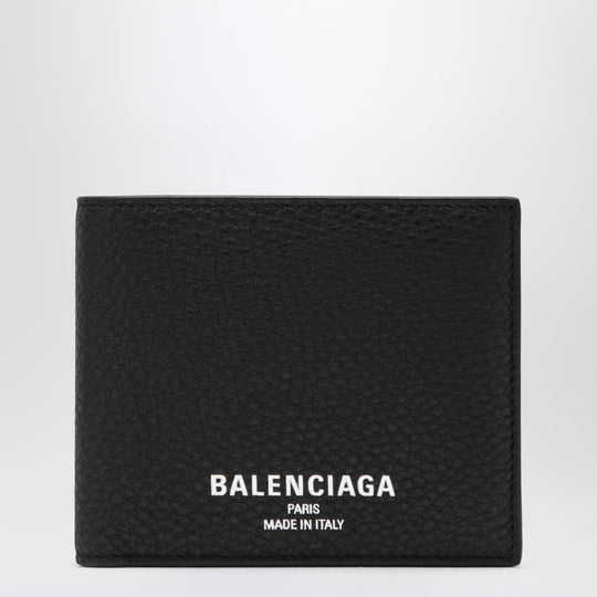 Black Grained Leather Card Holder With Logo