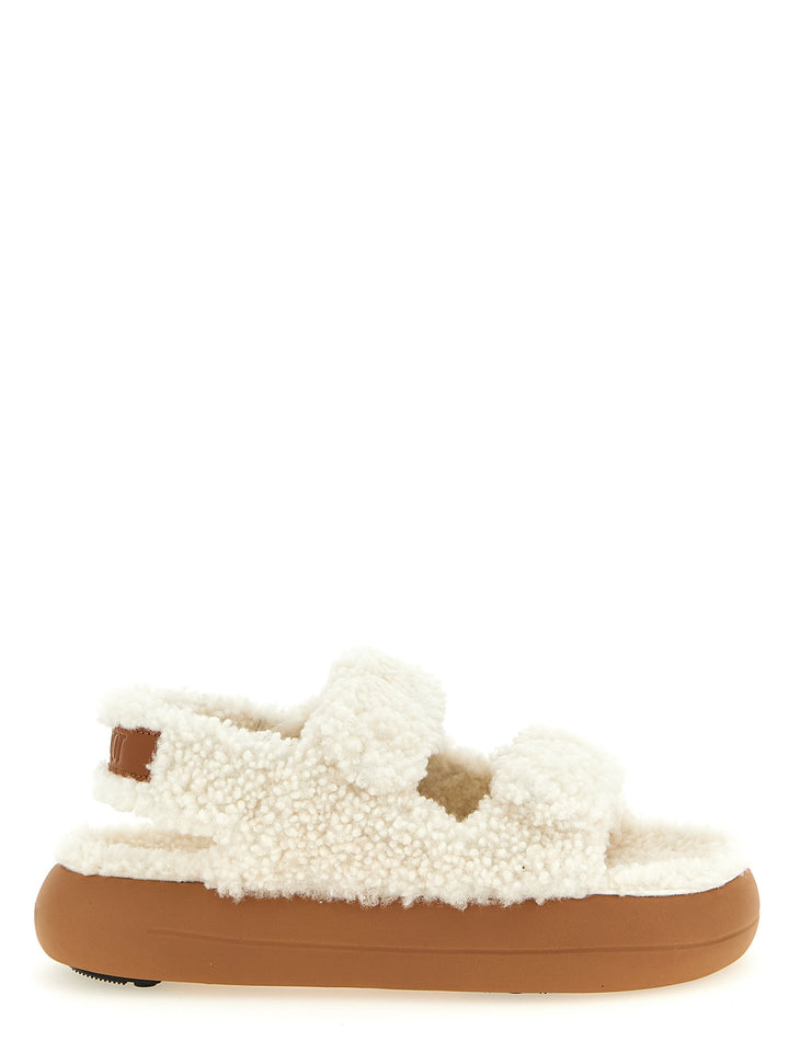 Moon Boot Shearling Sandals - White | 56eac481bf0123475283c3b0e7795f2b07ed9e8b