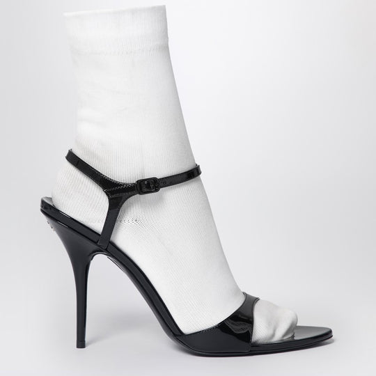 Avenue Sock Black Sandal In Patent Leather And Mesh