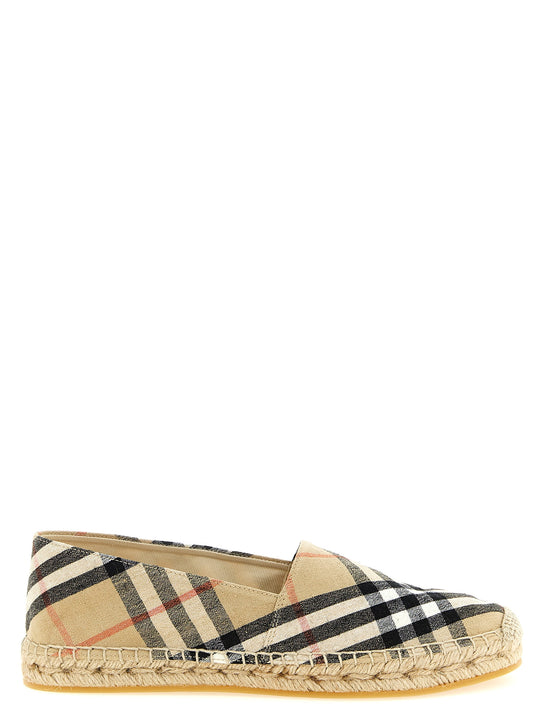 Check Espadrilles Flat Shoes Beige
