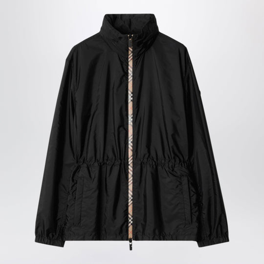 Black Nylon Zip-Up Jacket