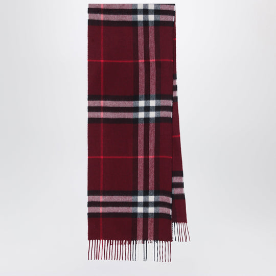 Burgundy Cashmere Scarf With A Checked Pattern